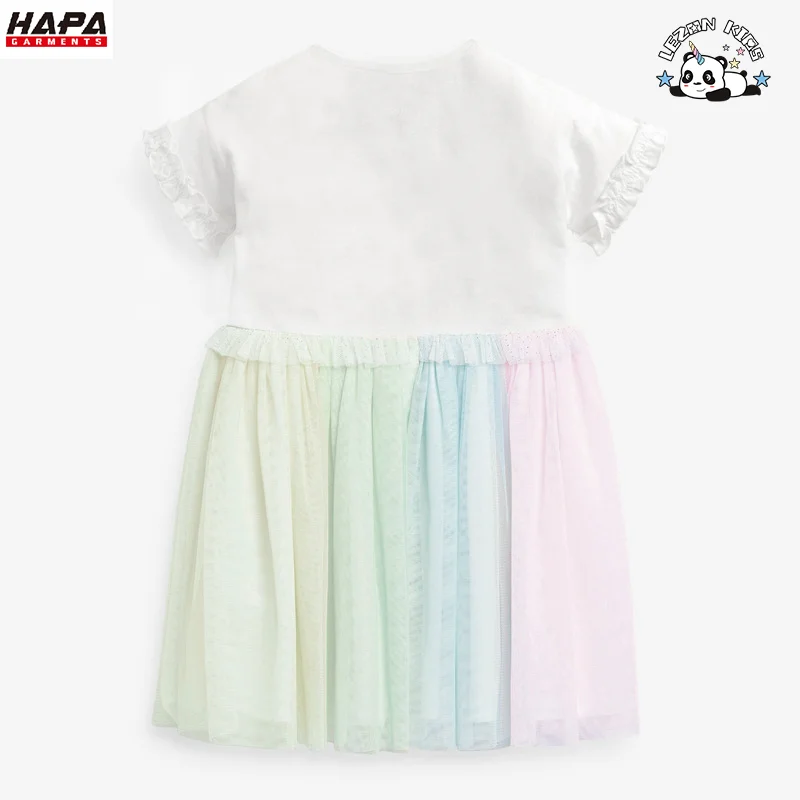 LEZONKIDS - Vestido de verão criativo de malha para meninas, moda de verão, roupas infantis de manga curta para venda direta